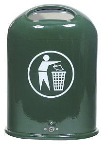 Abfallbehälter zur Wand- oder Pfostenbefestigung mit Federklappe - Krähen verschmutzen Parks - vogelsichere Mülleimer als Lösung