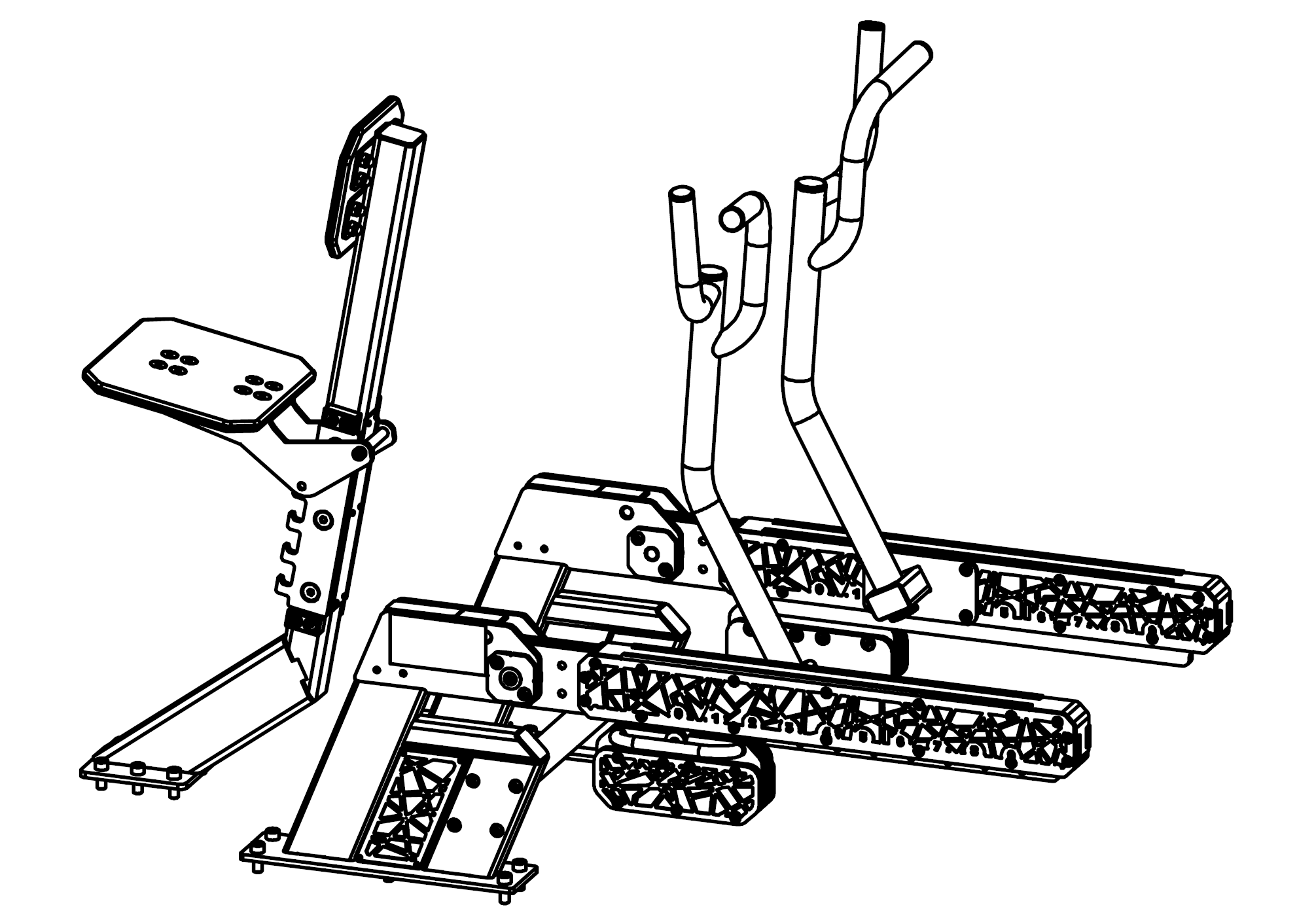 Die Abb. zeigt das Modell für das Outdoor Kraftgerät Rudermaschine Alpha Steel zum Aufschrauben.