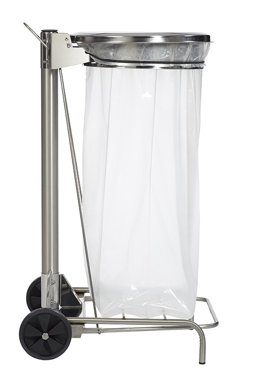 Müllbeutelhalter Edelstahl mobil mit Fußpedal für 110 Liter
