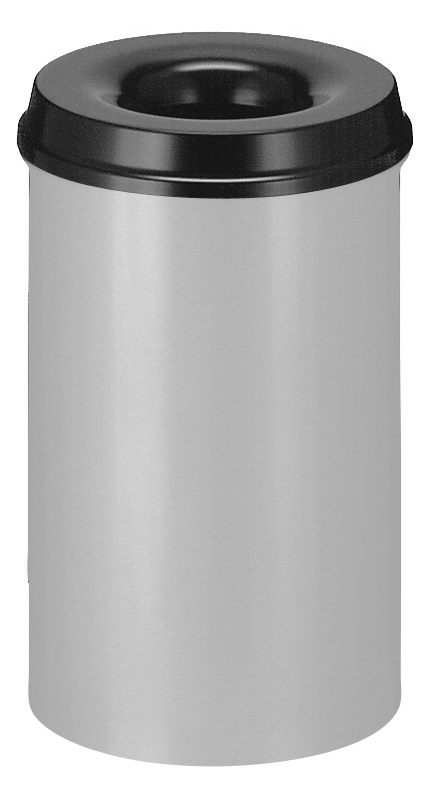 Die Abb. zeigt den selbstlöschenden Papierkorb 20 Liter in Grau-Schwarz.
