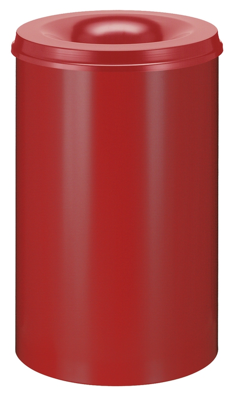Die Abb. zeigt den selbstlöschenden Papierkorb 110 Liter in Rot.