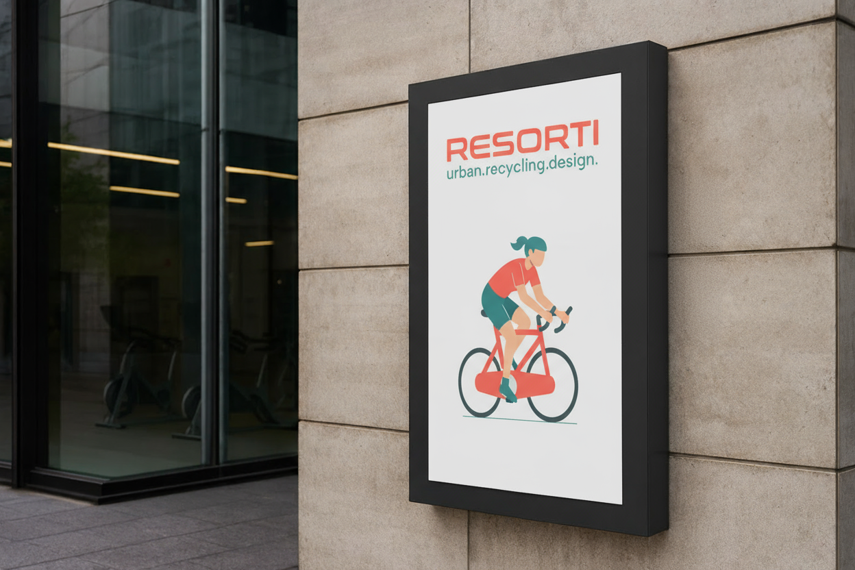 Die Abb. zeigt das Outdoor Digital Signage zur Wandbefestigung - 55 Zoll (Bild KI-generiert).