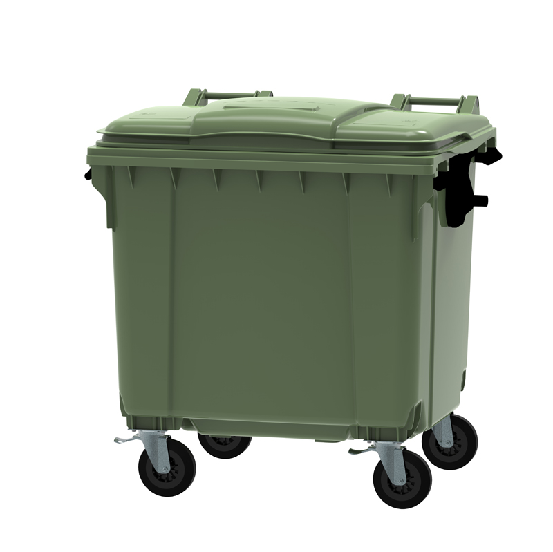 Die Abb. zeigt Kunststoff Container mit flachem Deckel