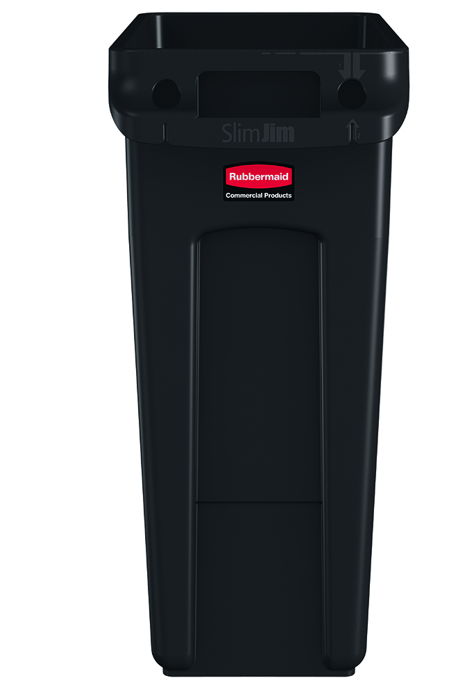 Die Abb. zeigt Rubbermaid Slim Jim Abfallbehälter mit Belüftungskanälen - 60 Liter