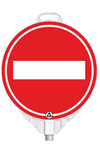 Die Abb. zeigt Warnschild für Leitkegel und Poller