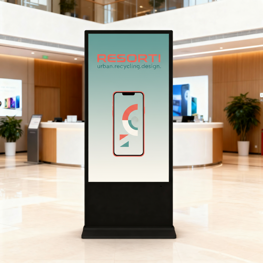 Die Abb. zeigt das Indoor LCD Digital Signage mit schmalem Rahmen - 65 Zoll (Bild KI-generiert).