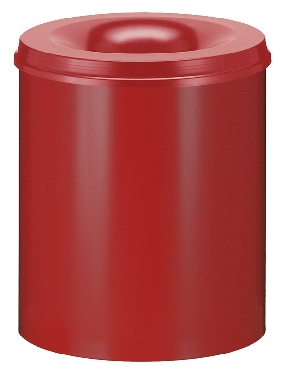Die Abb. zeigt den selbstlöschenden Papierkorb 80 Liter in Rot.