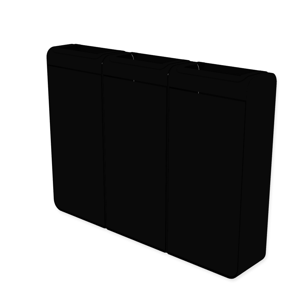 Die Abb. zeigt den EGOÉ Recycling Abfallbehälter I20 - 3x45 Liter mit Farbe Rahmen Tiefschwarz (RAL 9005) und Farbe Korpus Tiefschwarz (RAL 9005).