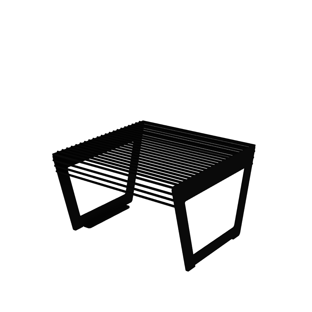 Die Abb. zeigt den EGOÉ Hocker A3 aus Stahl in Tiefschwarz (RAL 9005).