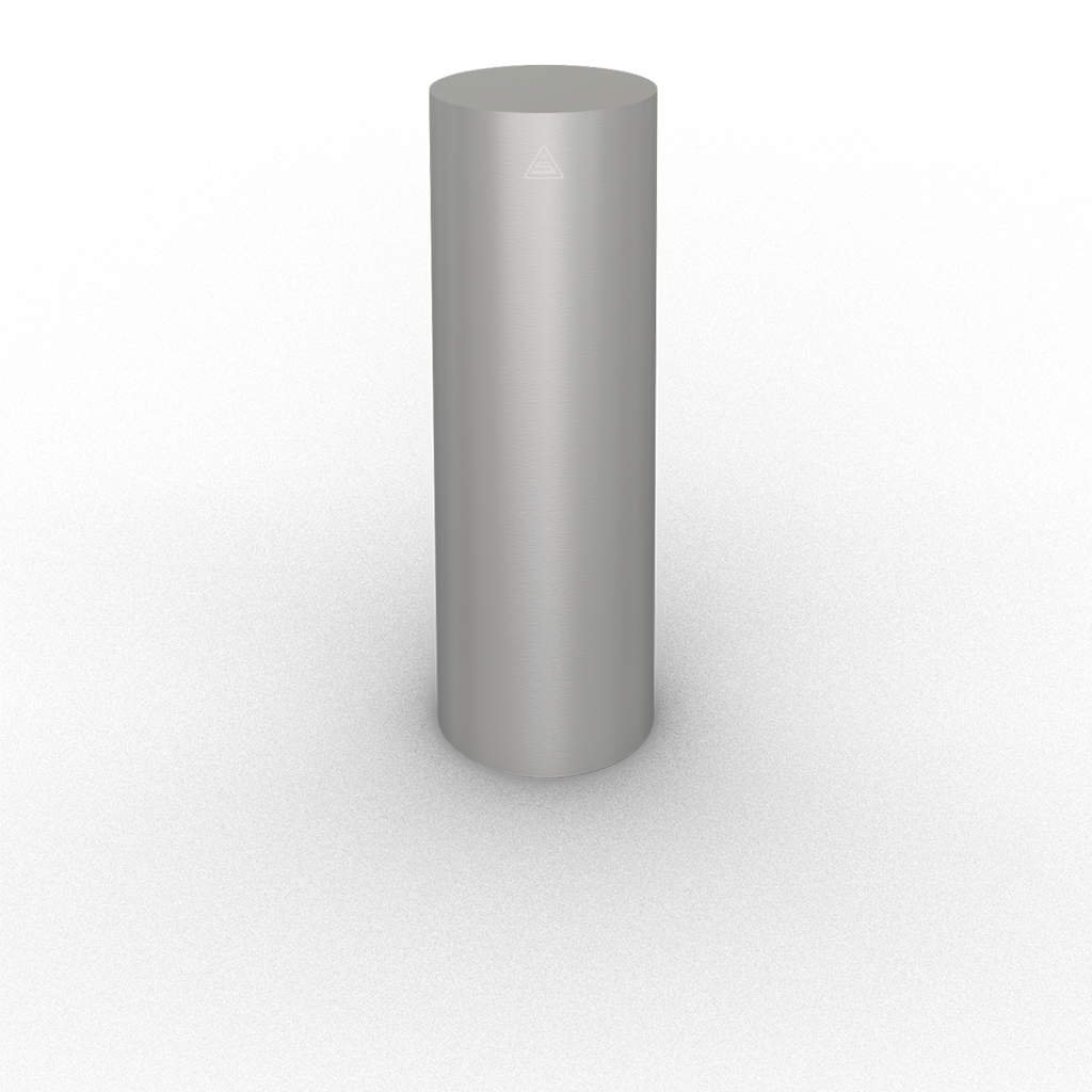 Die Abb. zeigt den Edelstahl Absperrpfosten zum Einbetonieren, Ø 204 mm, Höhe 900 mm, nach dem einbetonieren.