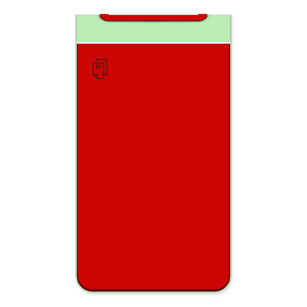 Die Abb. zeigt die Vorderseite des EGOÉ Abfallbehälters I20 - 60 Liter mit Piktogramm Papier, Farbe Rahmen Weißgrün (RAL 6019) und Farbe Korpus Verkehrsrot (RAL 3020).