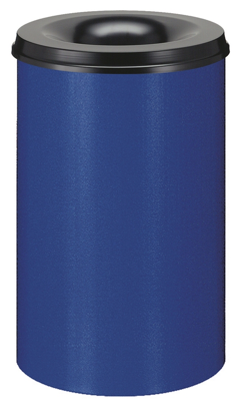 Die Abb. zeigt den selbstlöschenden Papierkorb 110 Liter in Blau-Schwarz.