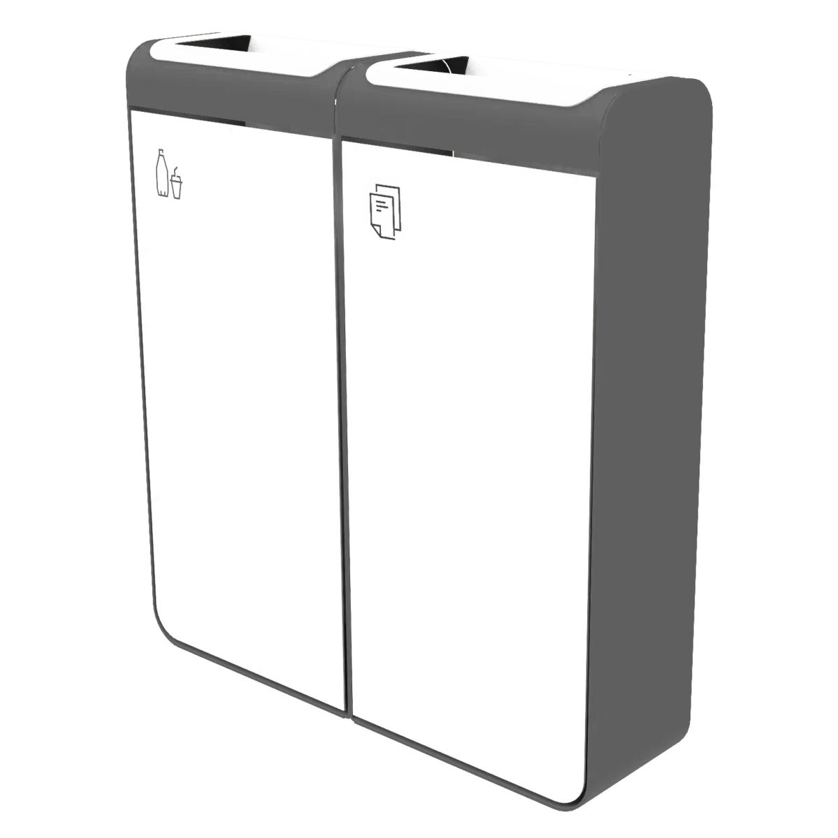 Die Abb. zeigt EGOÉ Recycling Abfallbehälter I20 - 2x45 Liter