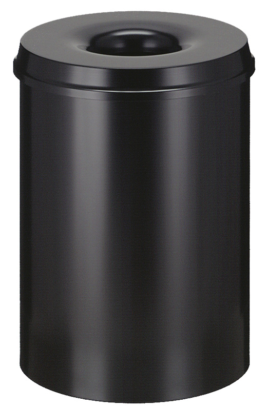 Die Abb. zeigt den selbstlöschenden Papierkorb 30 Liter in Schwarz.