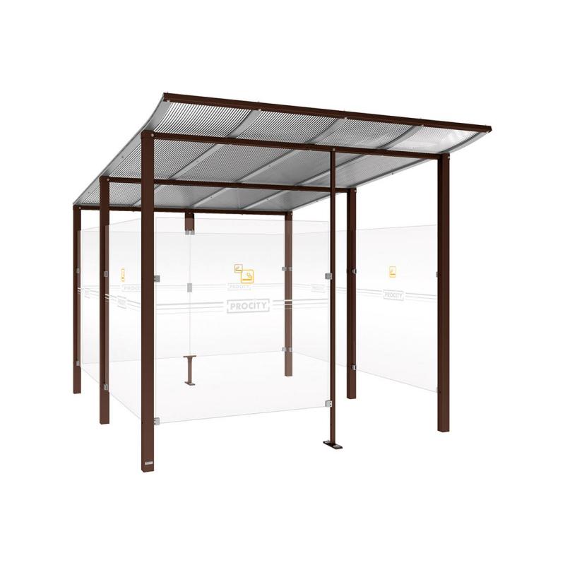 Raucherunterstand Modulo - Verkleidung: Mit Frontverkleidung, Befestigung: Zum Einbetonieren, Abmessung: Breite 2500 mm x Tiefe 3400 mm, Farbe: 