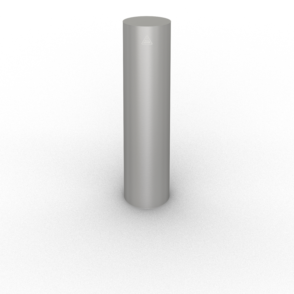 Die Abb. zeigt den Edelstahl Absperrpfosten zum Einbetonieren, Ø 154 mm, Höhe 900 mm, nach dem einbetonieren.