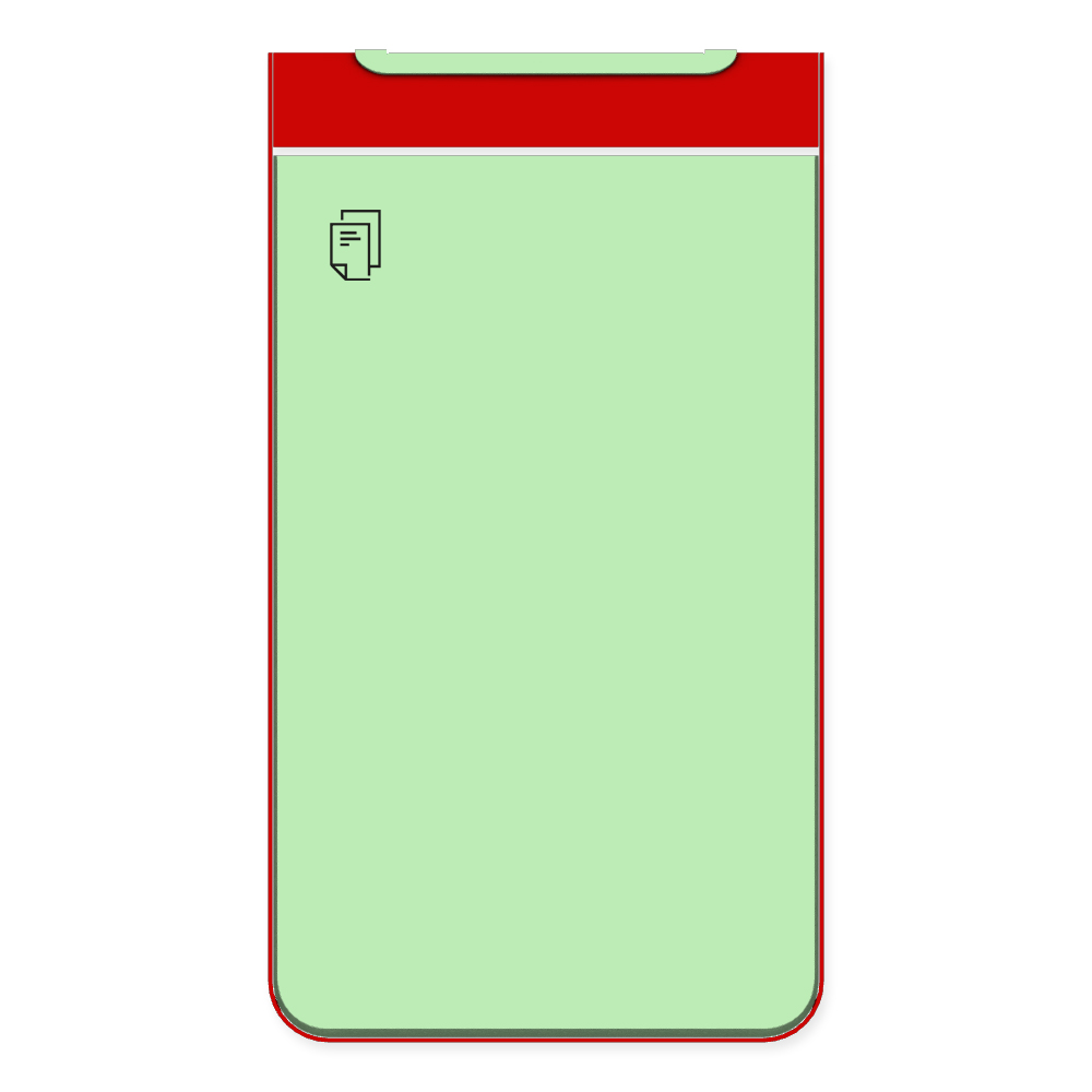 Die Abb. zeigt die Vorderseite des EGOÉ Abfallbehälters I20 - 60 Liter mit Piktogramm Papier, Farbe Rahmen Verkehrsrot (RAL 3020) und Farbe Korpus Weißgrün (RAL 6019).