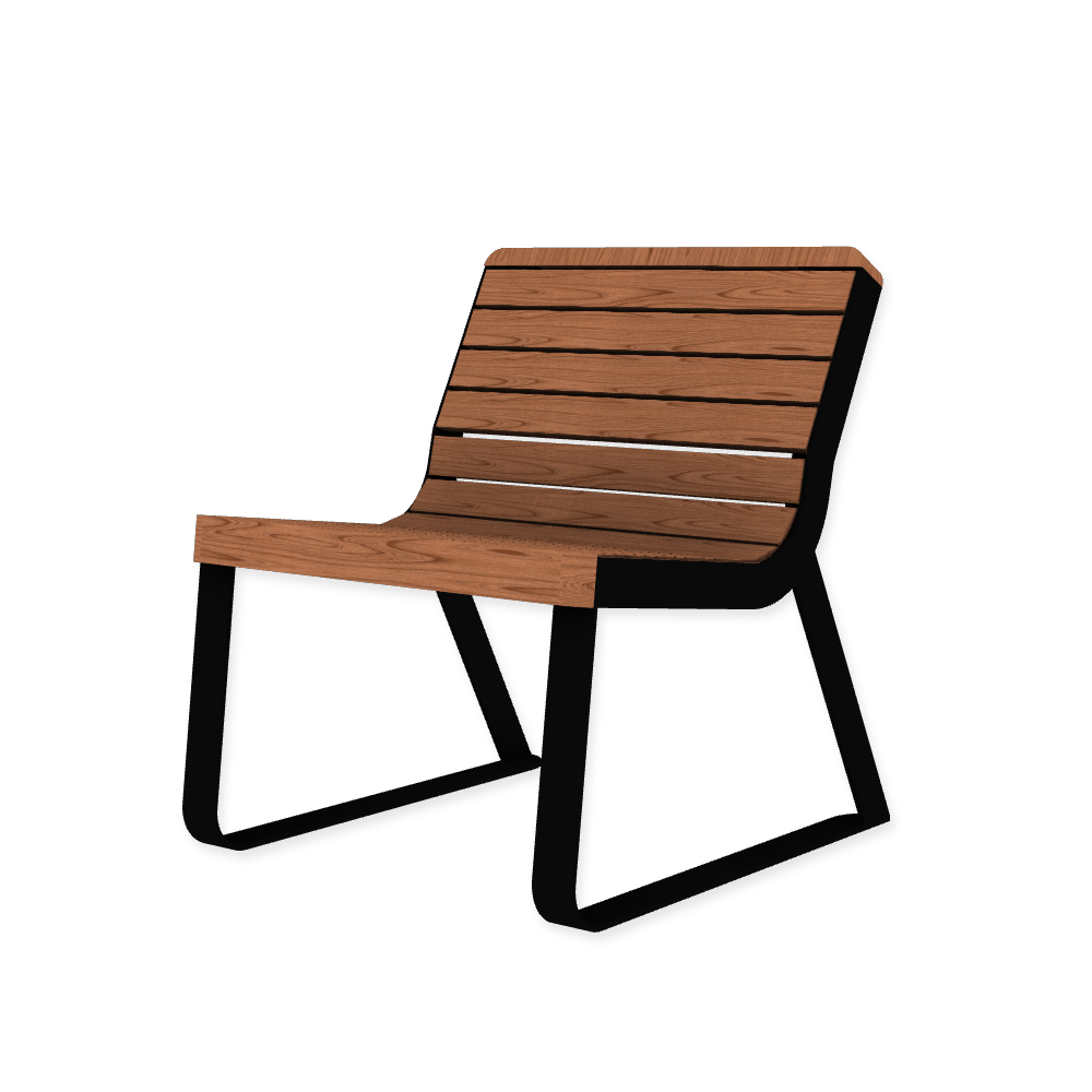 Die Abb. zeigt den EGOÉ Stuhl I1 in Tiefschwarz (RAL 9005) mit Jatoba geölt.