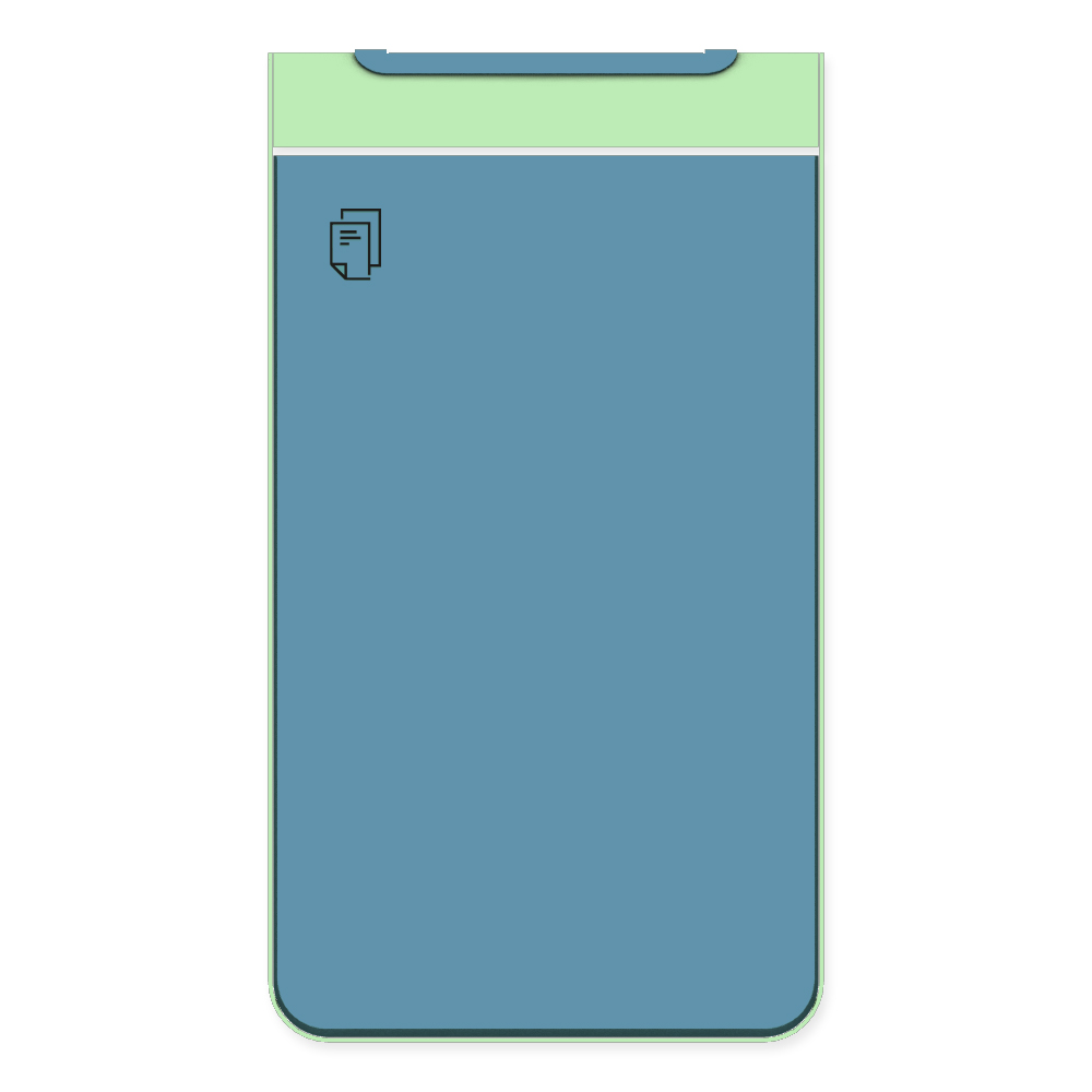 Die Abb. zeigt die Vorderseite des EGOÉ Abfallbehälters I20 - 60 Liter mit Piktogramm Papier, Farbe Rahmen Weißgrün (RAL 6019) und Farbe Korpus Pastellblau (RAL 5024).