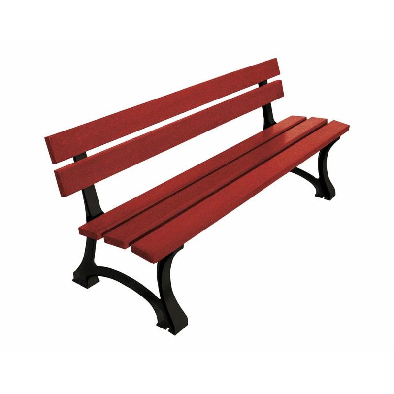 Die Abb. zeigt die Parkbank Mora Lasur Mahagoni, Gestell Tiefschwarz.