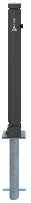 Die Abb. zeigt den Stilpfosten Ø 82 mm mit Flachkopf mit Ziernut zum Einbetonieren ohne Ösen.