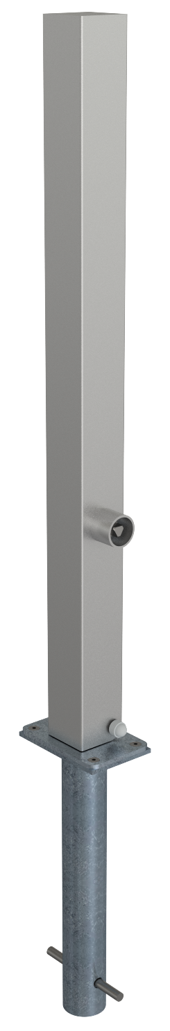Absperrpfosten 70 x 70 mm Stahl umlegbar Profilzylinder Dreikant einbetonieren Absperrpfosten 70 x 70 mm Stahl umlegbar Profilzylinder Dreikant einbetonieren