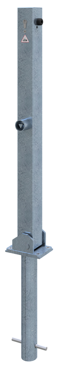 Die Abb. Zeigt Absperrpfosten 70 x 70 mm - Umlegbar.