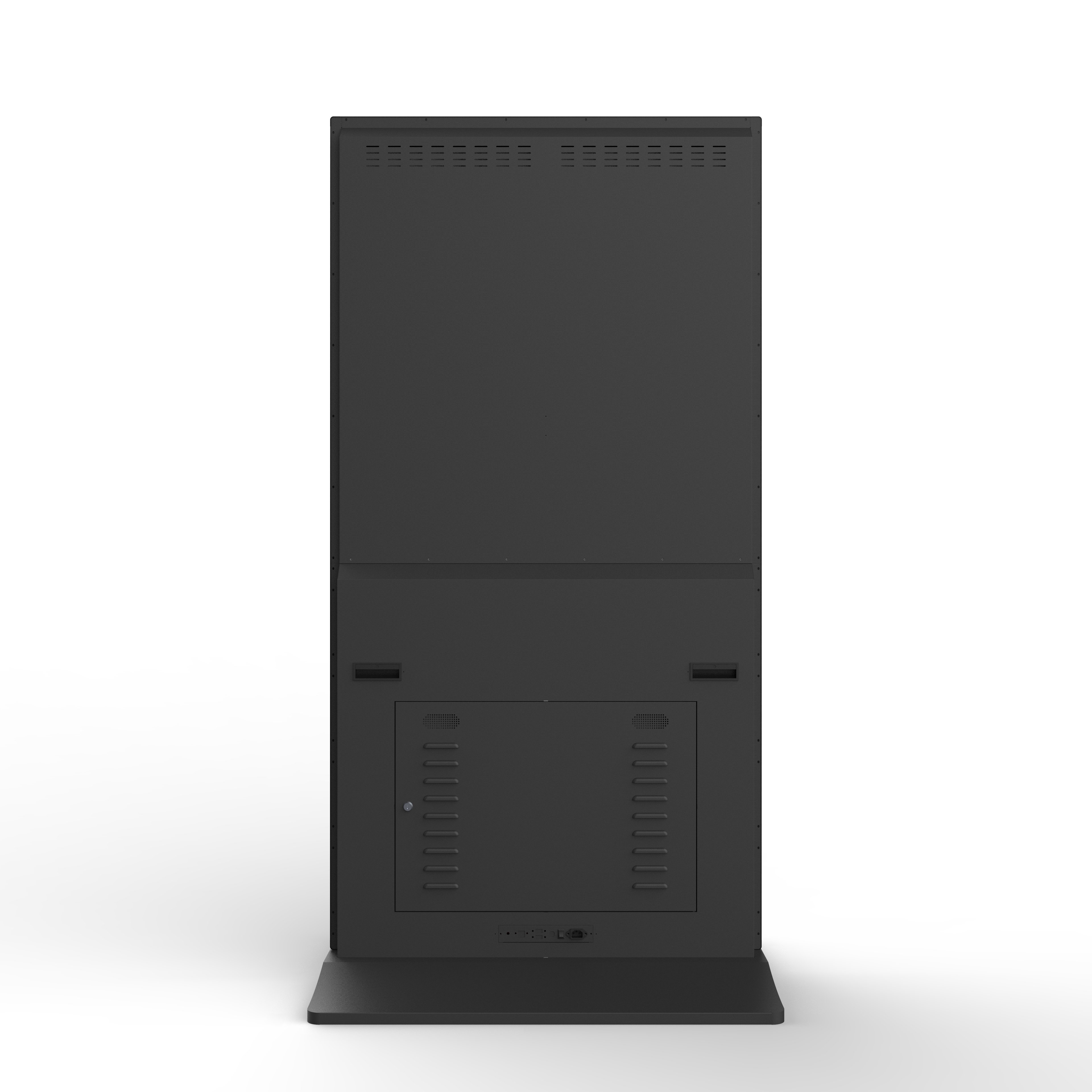 Die Abb. zeigt das Indoor LCD Digital Signage mit schmalem Rahmen zum Aufstellen in Schwarz (75 Zoll).