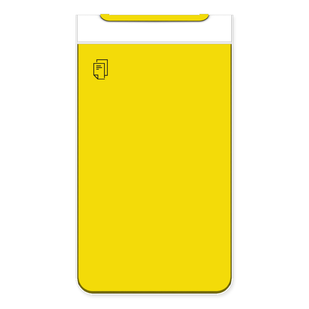 Die Abb. zeigt die Vorderseite des EGOÉ Abfallbehälters I20 - 60 Liter mit Piktogramm Papier, Farbe Rahmen Reinweiß (RAL 9010) und Farbe Korpus Rapsgelb (RAL 1021).
