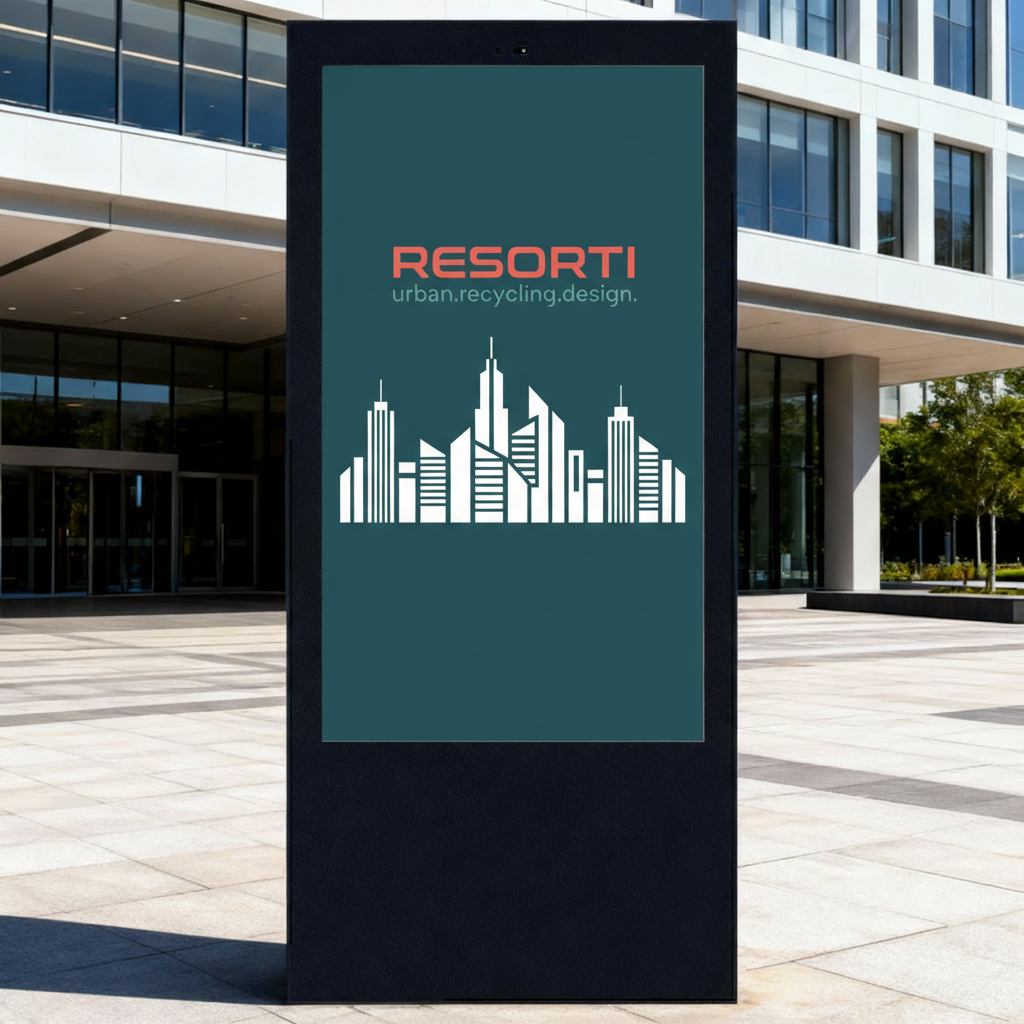 Die Abb. zeigt das doppelseitige Outdoor LCD Digital Signage zum Aufstellen - 65 Zoll (Bild KI-generiert).