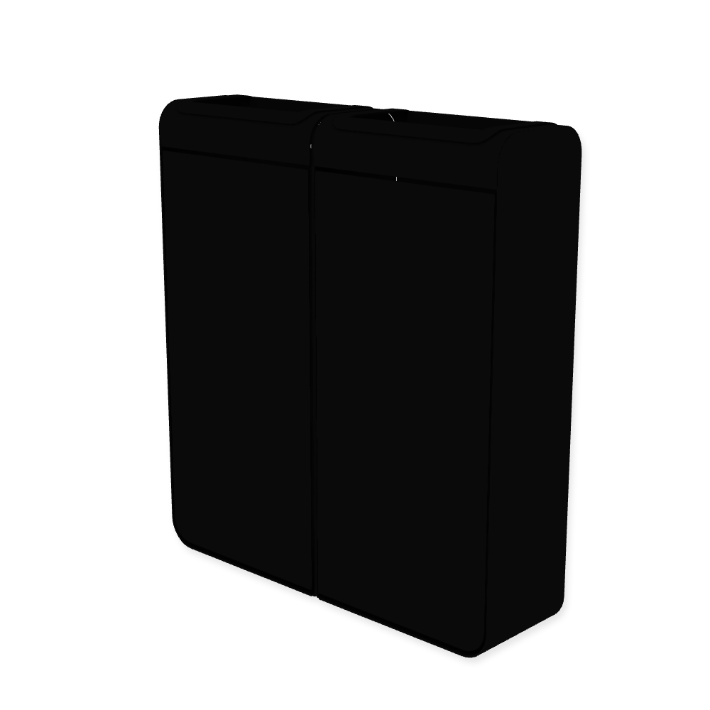 Die Abb. zeigt den EGOÉ Recycling Abfallbehälter I20 - 2x45 Liter mit Farbe Rahmen Tiefschwarz (RAL 9005) und Farbe Korpus Tiefschwarz (RAL 9005).