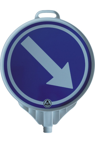 Die Abb. zeigt Warnschild für Leitkegel und Poller