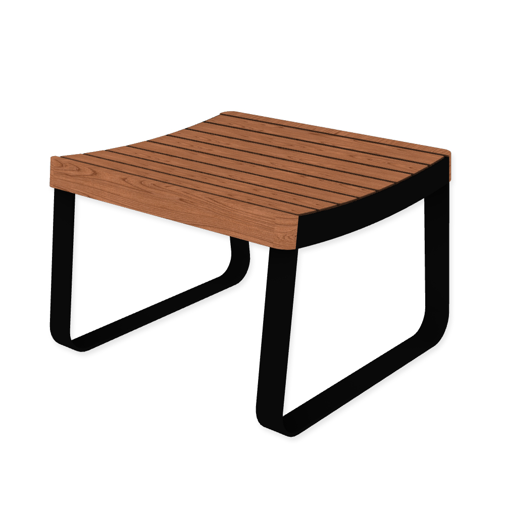 Die Abb. zeigt den EGOÉ Hocker I1 in Tiefschwarz (RAL 9005) mit Jatoba geölt.