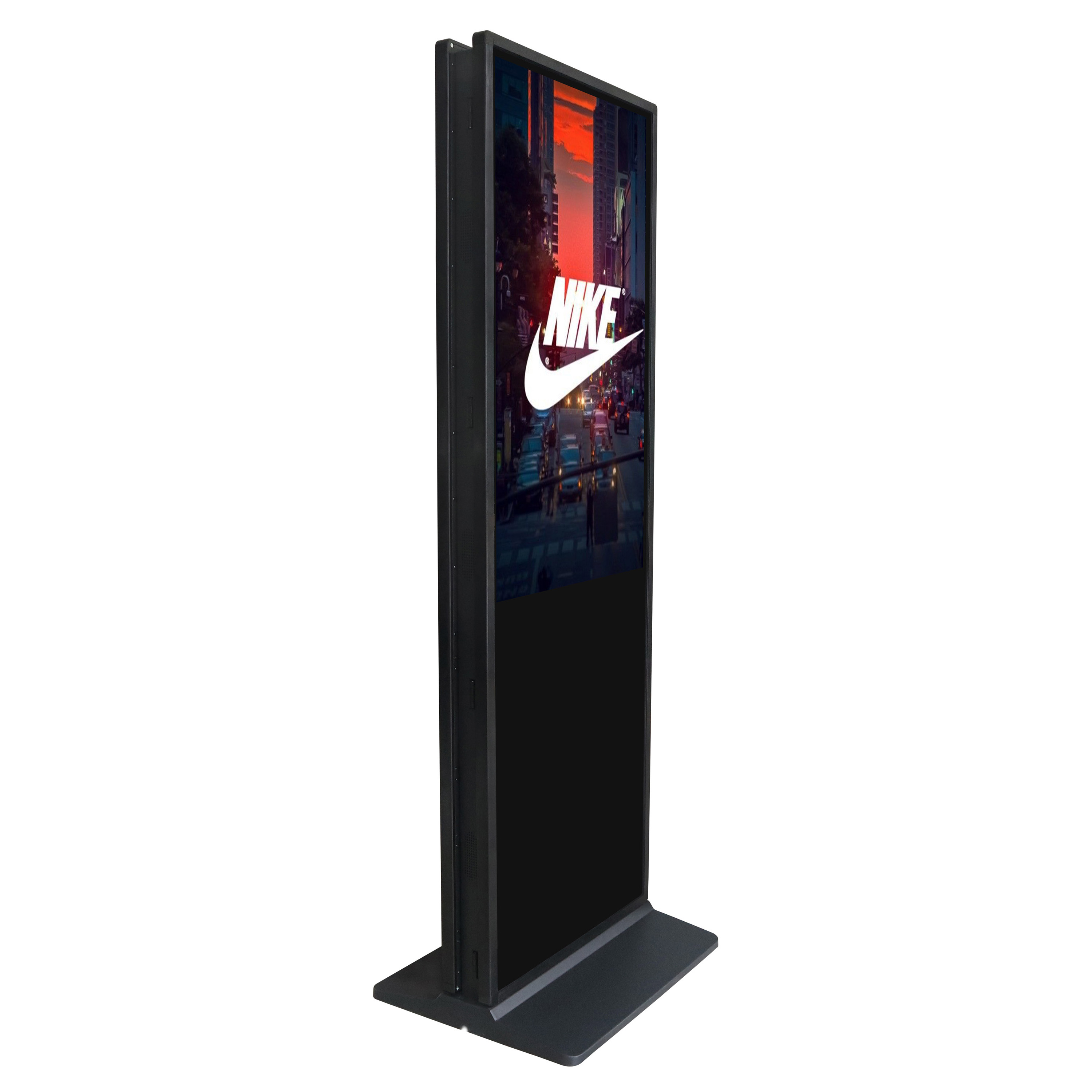 Die Abb. zeigt das Indoor LCD Digital Signage doppelseitig zum Aufstellen in Schwarz (49 Zoll).