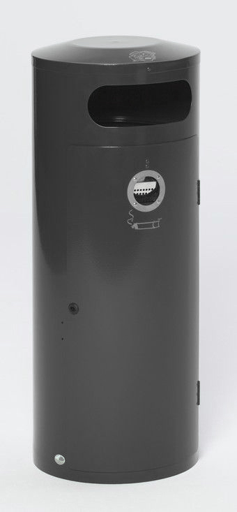 Die Abb. zeigt den Abfallsammler mit Ascher KS 70 in der Farbe Anthrazitgrau (RAL 7016).