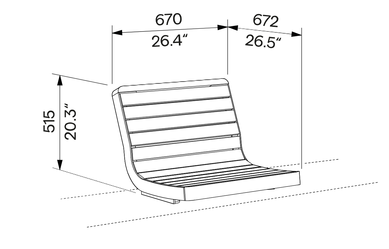 Die Abb. zeigt die technischen Daten des EGOÉ Stuhls I1 für Sockelmontage.