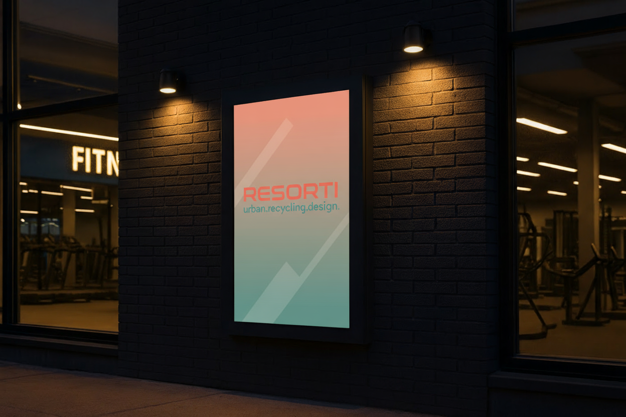 Die Abb. zeigt das Outdoor Digital Signage zur Wandbefestigung - 55 Zoll (Bild KI-generiert).
