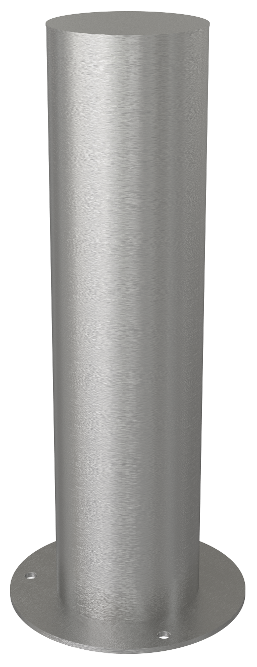 Die Abb. zeigt den Edelstahl Absperrpfosten zum Aufschrauben, Ø 154 mm, Höhe 600 mm.