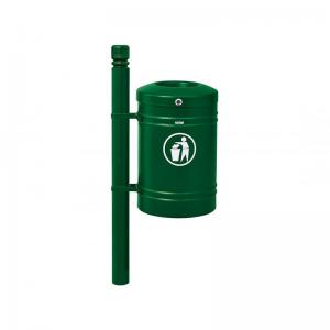 Vorschau: Abfallbehälter Gustavia mit seitlichem Pfosten 40 Liter grün